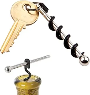 True Utility Twistick - Key Ring Multi Corkscrew Wine Opener, Silver, 1-Pack, TU248