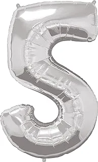 Qualatex Number Five Foil Balloon, 44 Inch, Silver