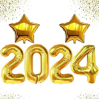 KatchOn, Gold 2024 Balloons Graduation Set - Giant, 40 Inch | Gold 2024 Balloon Numbers | 2024 Balloons Gold with Star Balloons for Graduation Decorations Class of 2024 Balloons | 2024 Balloon Numbers