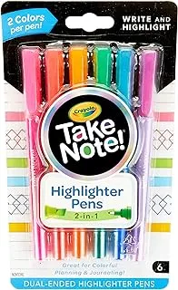 CRAYOLA 6 Ct. Take Note! Write & Highlight Pens