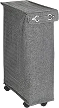 WENKO, Laundry Bin Corno Prime, Polyester, Home & Bedroom Clothes Hamper, Slim Space Saving with Large Capacity, 43 Litres, 18.5x60x40cm, Black/White