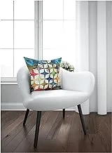 Home Town Digital Print Micro Fibre Geometric Blue/Multi Color Cushion With Filler,45X45Cm