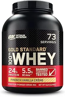 Optimum Nutrition (ON) Gold Standard 100% Whey Protein Powder Primary Source Isolate, 24 Grams of Protein for Muscle Support and Recovery - French Vanilla Creme, 5 Lbs, 73 Servings (2.27 KG)