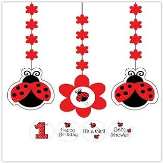 Creative Converting Ladybug Fancy Hanging Decorations with Stickers, 3-Piece