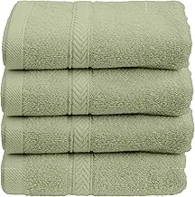 DEYARCO Princess 4 Pcs Set Hand Towel, Fabric: 100% Cotton Terry, Size: 40x70cm, Pattern: Ringspun, Color: Sage Green