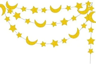 Thepartypopper Star And Crescent Moon Hanging Garland, Gold, Tpp-Eidgar-02