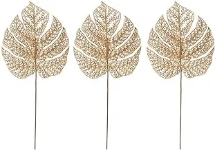 YATAI Festival Glitter Monstera Leaf Artificial Flowers Decorations Golden Flowers Ornaments – Fake Flowers Bouquets Arrangement Table Centerpieces Floral Wreath Wedding Decor (3)