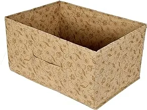 KUBER INDUSTRIES Metalic Floral Print Non Woven Fabric Drawer Storage And Cloth Organizer Unit for Closet (Beige)-KUBMART1171