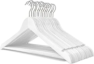 FEELINGS Wooden Hangers 24-piece, Non-Slip Clothes Hangers with Notches, Hangers for Wardrobe, Cloth Display Rack, Space Saving Closet Storage Organizer, Wooden Clothes Hanger - White