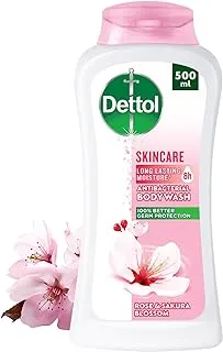 Dettol Skincare Showergel & Bodywash, Rose & Sakura Blossom Fragrance for Effective Germ Protection & Personal Hygiene, 500ml (Packaging may vary)