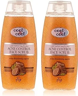 Cool & Cool Acne Control Face Scrub | Prevents Acne, Unclogs Pores, Fig 200 ml | Pack of 2 | Orange