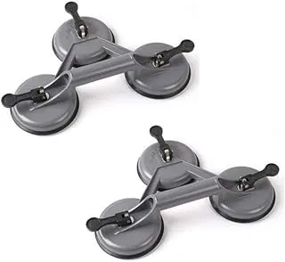 Royal Apex Heavy Duty Suction Cup Aluminium Glass Lifter Sucker Pad Carrying Grabbing Tile Puller Gripper for Lifting and Moving Glass, Floor, Window, Tile, Granite & Doors (Pack of 2, Three Pad)