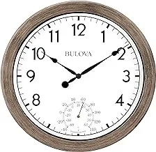 Bulova Patio Time Indoor/Outdoor Wall Clock, 10.25, Rattan Finish