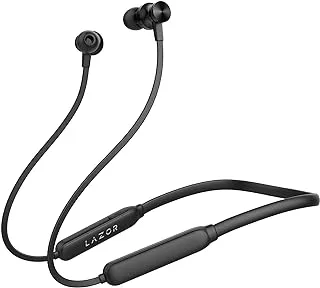 Lazor Groove + Dual Dynamic Drivers Bluetooth Headphones, Neckband Wireless Earbuds with Crossover 5.0 Headset Sports Earphones Audio Up to 12 hours playback time EA65 Black, standard