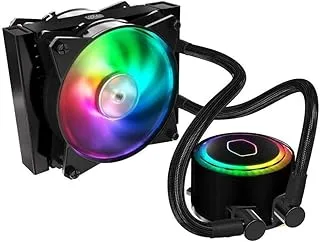 Cooler Master Masterl Liquid ml120R ArGB مبرد سائل Aio Cpu ذو حلقة قريبة ، 120 مشعاع ، مضخة غرفة مزدوجة ، ADDRessable RGB Lighting ، مراوح Mf120R لـ Amd Ryzen / Intel Lga1151