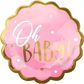 PARTY TIME - 1 Piece Pink and Gold Oh Baby Foil Balloon for Baby Shower, Baptismal, Gender Reveal Birthday Party Decoration (22 Inches)