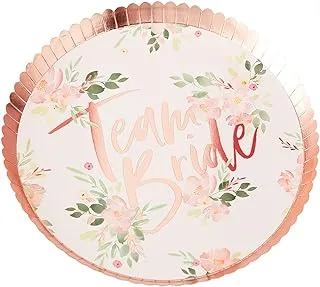 Ginger Ray Floral Hen Party Rose Gold Team Bride Paper Plates 8 Pack