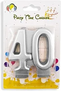 PARTY TIME - #40 Birthday Cake Number Candles Happy Birthday Cake Candles Topper Decoration for Birthday Wedding Anniversary Celebration Favor (Silver)