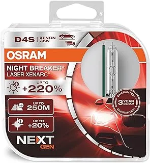 OSRAM XENARC NIGHT BREAKER LASER D4S ، الجيل التالي ، سطوع أكثر بنسبة 220٪ ، لمبة زينون HID ، 66440XNN-HCB ، صندوق مزدوج (مصباحان)