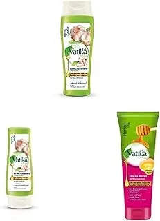 Vatika Naturals Spanish Garlic Shampoo - 400ml + Vatika Naturals Garlic Conditioner, 400ml + Vatika Naturals Hair Oil Replacement,200ml