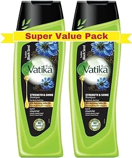 Vatika Naturals Turkish Blackseed Strength & Shine Shampoo 2x400 ml | For Weak, Dull Hair | With Nourishing Vatika Oils | Super Value Pack of 2