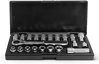 SATA 21-Piece Pass-Thru Socket Set, 3/8-Inch Drive Metric/SAE Sizes, with a Professional Pass-Thru Design and a Black Storage Case - ST09134SJ