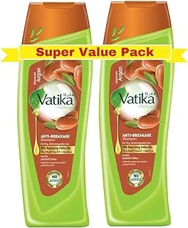 Vatika Naturals Moroccan Argan Anti-Breakage Shampoo 2x400 ml| For Dry, Unmanageable Hair | With Nourishing Vatika Oils | Super Value Pack of 2