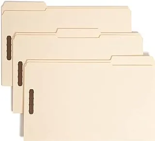 Smead Fastener File Folder ، 2 مشابك ، معززة 1/3 بعلامة تبويب ، حجم قانوني ، مانيلا ، 50 لكل صندوق (19537)