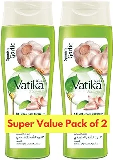 Vatika Naturals Spanish Garlic Natural Hair Growth Shampoo | For Weak, Falling Hair | With Nourishing Vatika Oils | Super Value Pack of 2-2x400 ml