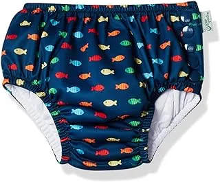 i play. by green sprouts baby-boys Reusable Swim Diaper, Navy Fish Geo, 18-24 Months