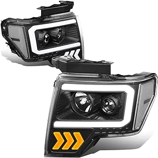 DNA MOTORING HL-LB-T2-F15009-BK-CL1 Pair LED DRL Projector Headlight Corner Lamps For 09-14 Ford F-150, Black