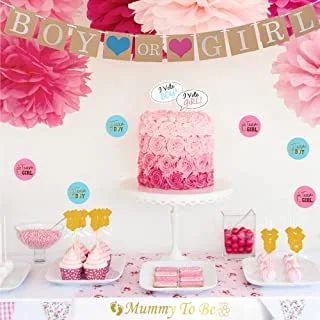 Sulfar Gender Reveal Party Supplies And Baby Shower Boy Or Girl Kit (64 Pieces) - Including 36