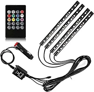 Sulfar 12V RGB LED Strip Light Atmosphere Decoration Lamp Car Interior Light with Remote Control, Black