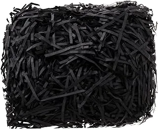 REDDOTGIFT® 50 Gram Crinkle Cut Paper Shred Filler Eco-friendly Confetti Crinkle Cut Paper Filling Shredded Paper for Gift Wrapping & Basket Filling (Black, 50 gram)