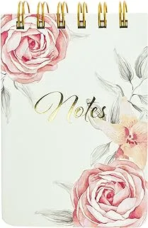 Graphique Vintage Roses Petite Journal - Pocket Journal with 200 Custom Interior Pages, Pink Floral Cover with Embellished Gold Foil 