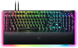Razer BlackWidow V4 Pro لوحة مفاتيح ميكانيكية سلكية للألعاب: مفاتيح ميكانيكية صفراء - خطية وصامتة - Doublehot ABS Keycaps - قرص أوامر - وحدات ماكرو قابلة للبرمجة - Chroma RGB - مسند معصم مغناطيسي