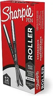 SHARPIE Rollerball Pen, Arrow Point (0.7mm) Pen for Bold Lines, Black Ink, 12 Count