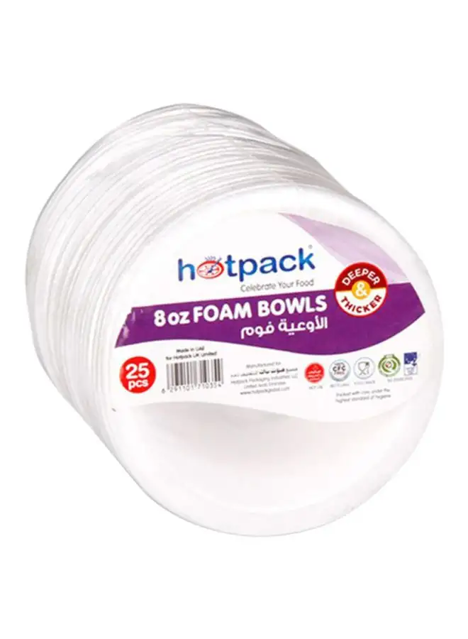 Hotpack 25-Piece Disposable Bowls White