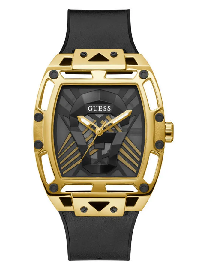 GUESS Men Analog Genuine Leather Silicone Watch GW0500G1 - 44 mm