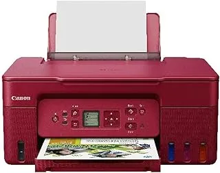 Canon PIXMA G3470 Wireless Colour 3-in-1 Refillable MegaTank Printer, Red, Fast prints, huge savings