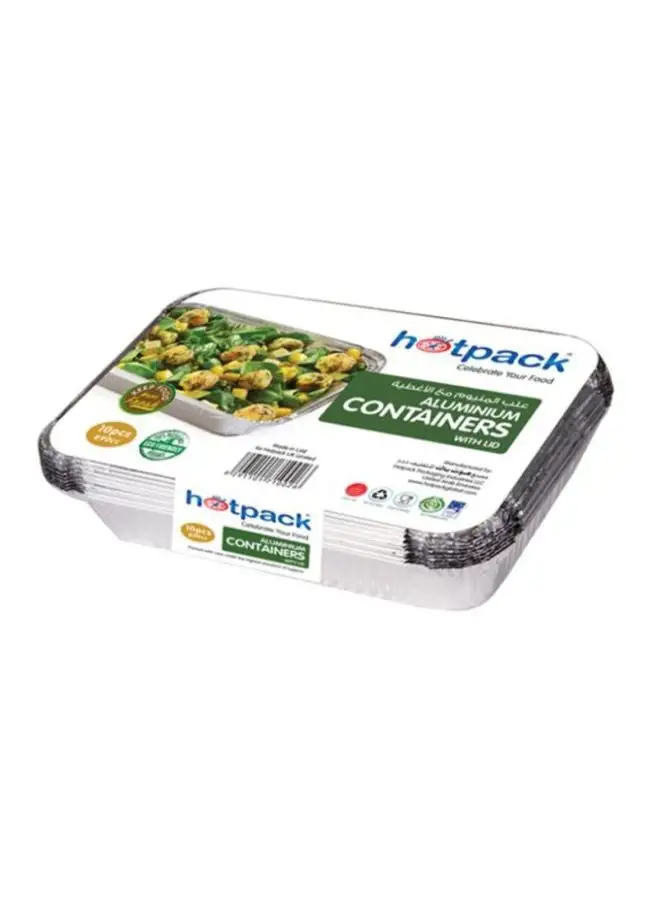 Hotpack 10-Piece Aluminium Container 8389 Silver 10x890ml