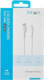 Pawa PVC 2.4A Data & Quick Charging Compatible with Lightning Cable 3m/9.8ft; Compatible with iPhone 14 Pro/14 Pro Max/13 Pro Max/13 Pro, iPhone 12 Pro Max/12 Pro, 11/11Pro/XS - White