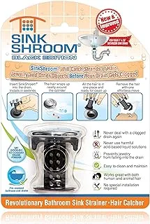 SinkShroom Chrome Edition الثوري بالوعة الحمام واقي تصريف الشعر ، مصفاة ، كمين ، أسود