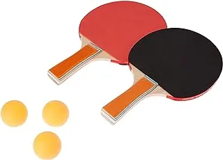 MORIKUS 2 Table Tennis Rackets Set Solid Wood Ping Pong Paddle Set with 3 Balls Table Tennis Playset (2 Racquets & 3 Balls)