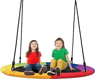 AutSport Saucer Tree Swing for Kids Adults, 40 Inch Diameter, 660lb Weight Capacity, Adjustable Hanging Ropes Tree Swings with Oxford Waterproof Perfect for Backyard, Playground and Outdoor Activity