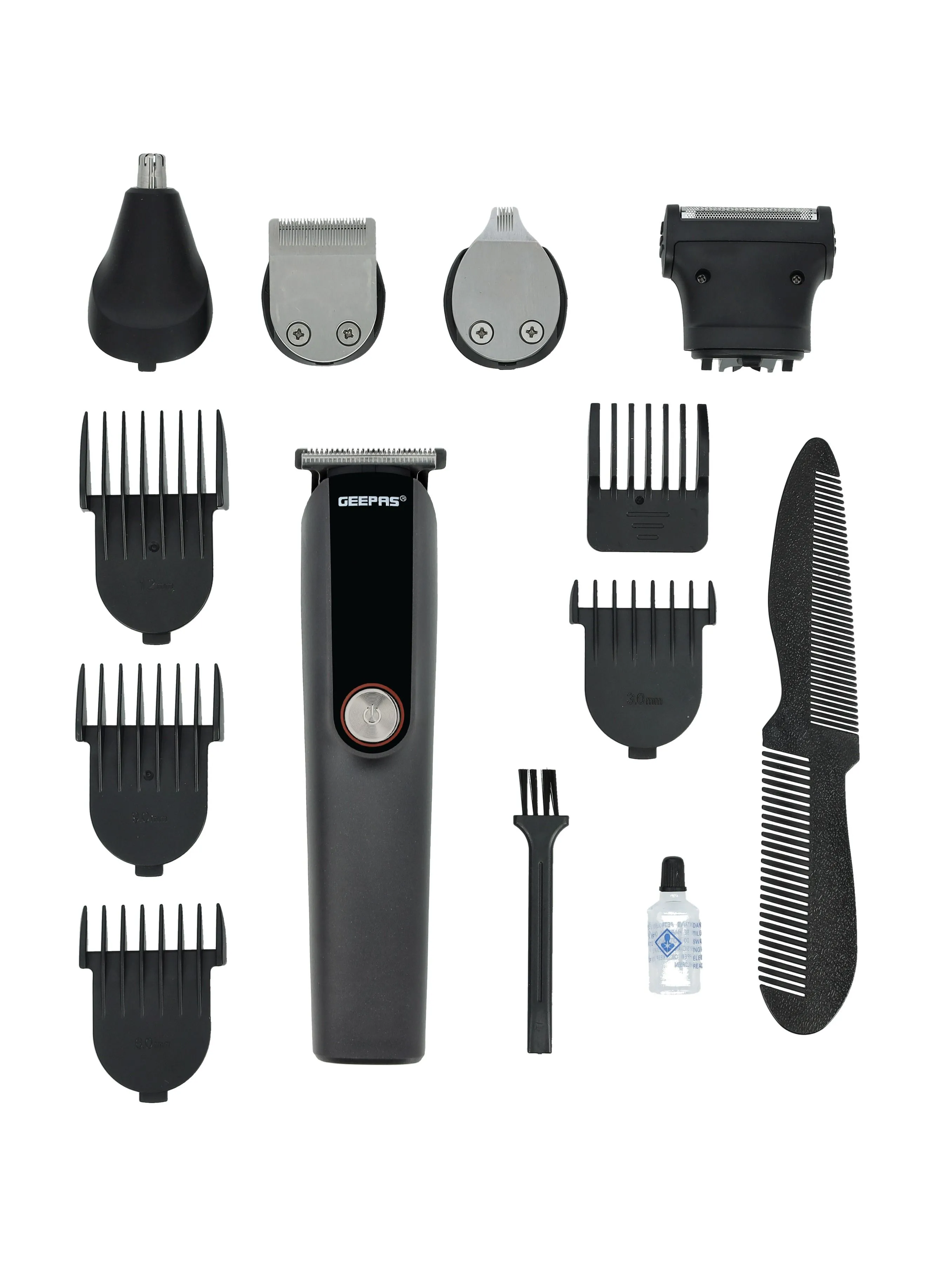 GEEPAS Digital Rechargeable 11-in-1 Grooming Kit, GTR56048 | 4 Combs | Nose Trimmer, Micros Shaver, Design Trimmer | LED Display & Charging Indicator | Stainless Steel Blade