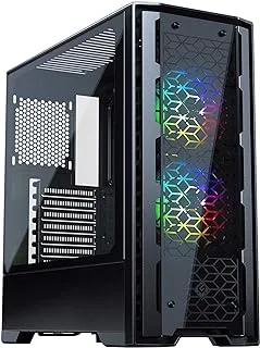 Metallic Gear Neo-G (MG-NE520G_BK01) Mid-Tower ATX, Decorative Tempered Glass Front Design, 2X 120 Digital RGB Skiron Fans, D-RGB Controller, Black