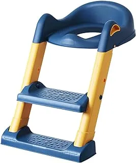 ECVV Potty Training Toilet Seat, Foldable Stool With Ladder, Used In Most Toilets, Can Bear 75kg, (BLUE)