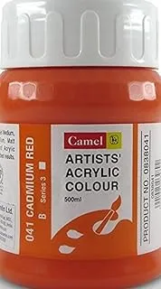 Camel Series 3 Artist Acrylic Colors 500 ml، 041 لون أحمر كادميوم