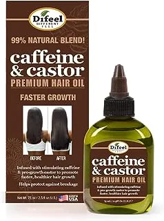 Difeel Caffeine & Castor Premium Hair Oil لنمو أسرع للشعر 2.5 أونصة.